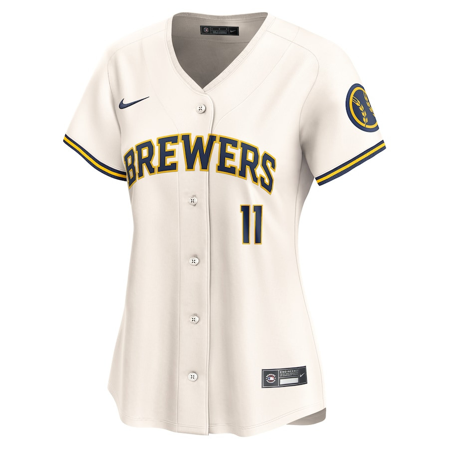 Alternative view of Jackson Chourio 11 Milwaukee Brewers Home Limited Women Baseball Jersey - Cream 