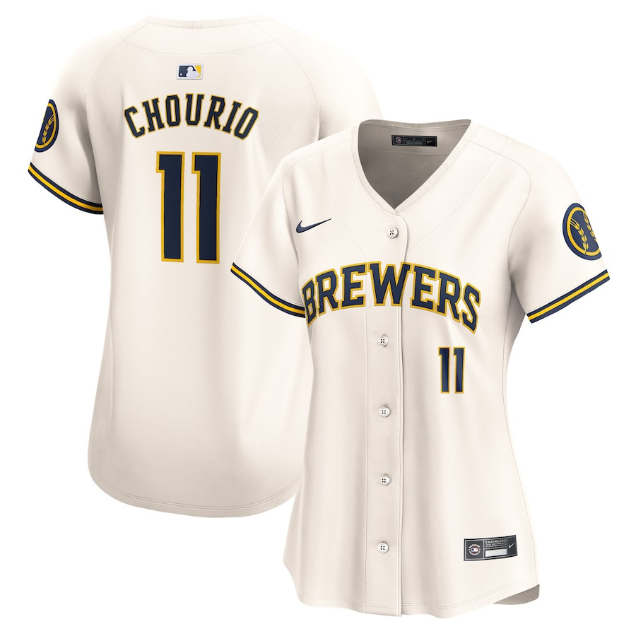 Jackson Chourio 11 Milwaukee Brewers Home Limited Women Baseball Jersey - Cream 