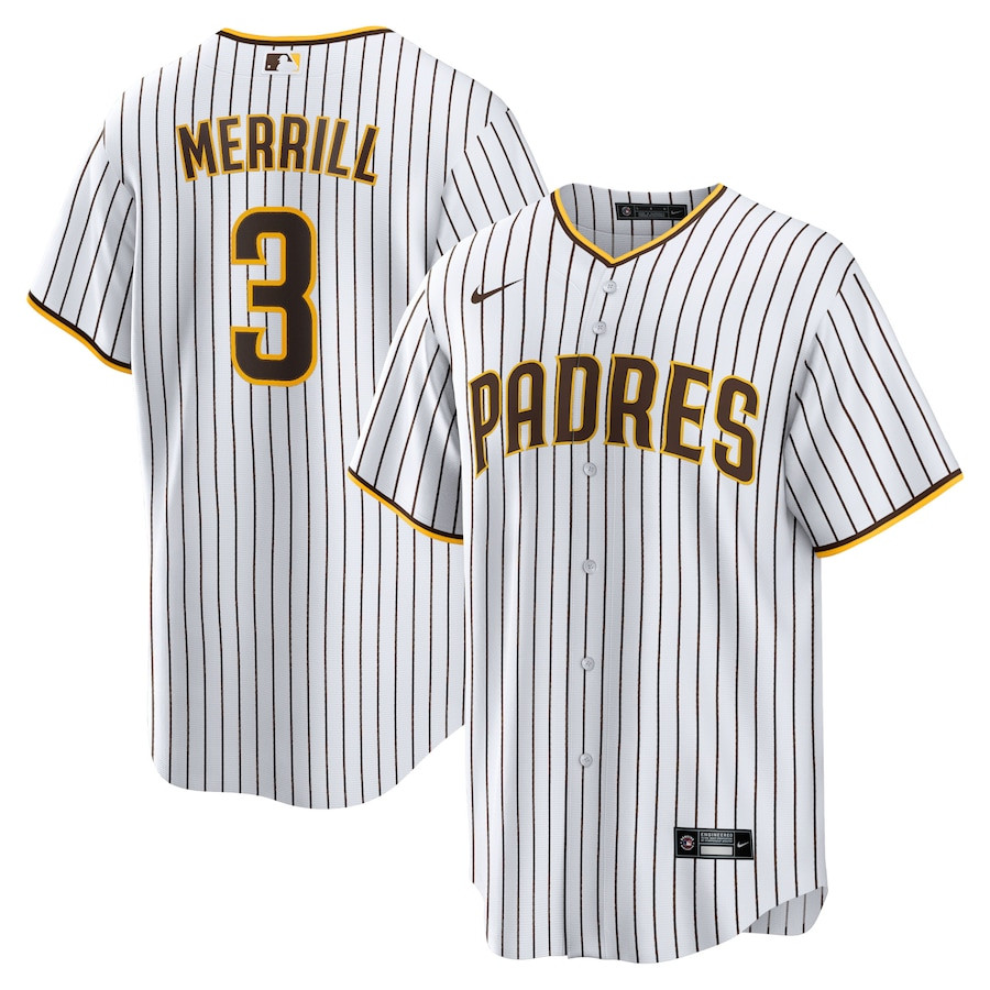 Jackson Merrill 3 San Diego Padres Home Men Baseball Jersey - White 