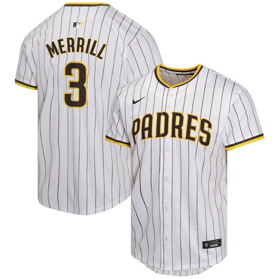 Jackson Merrill 3 San Diego Padres Home Player Game YOUTH Baseball Jersey - White 