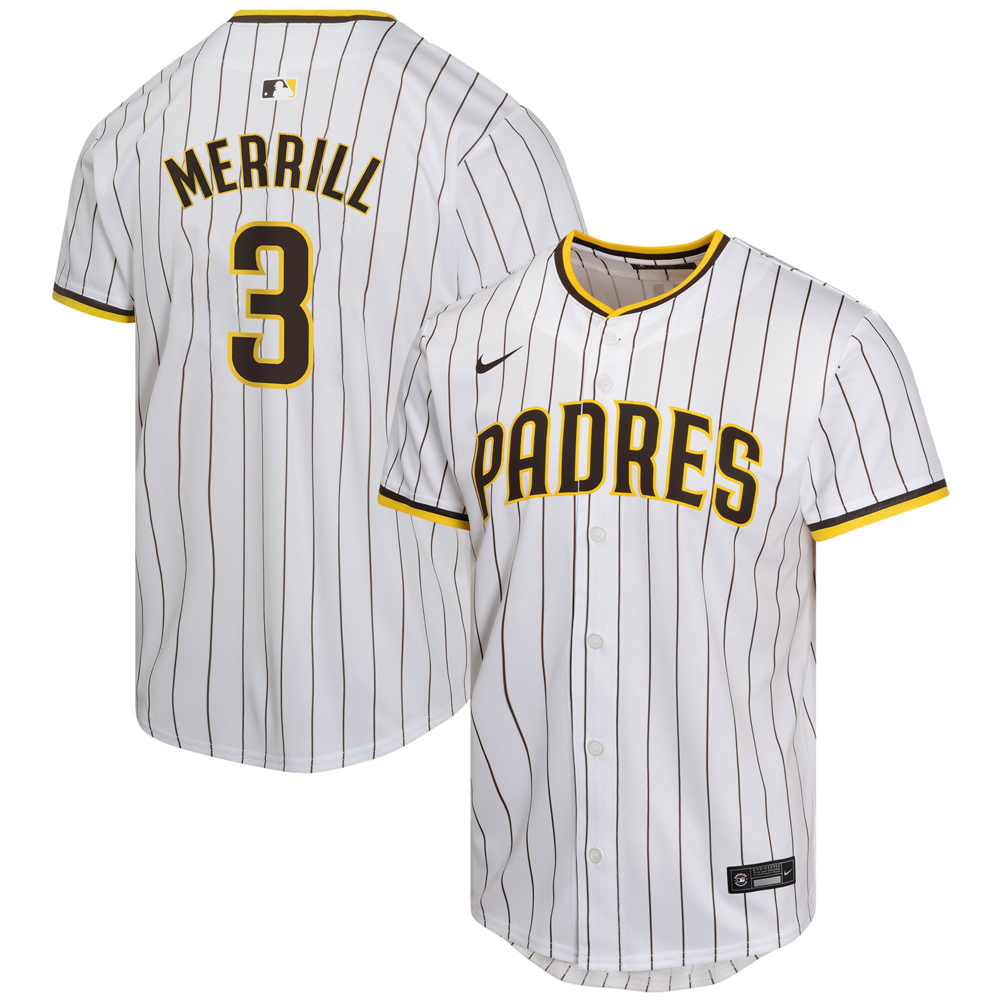 Jackson Merrill San Diego Padres Youth Home Player Game Baseball Jersey - White