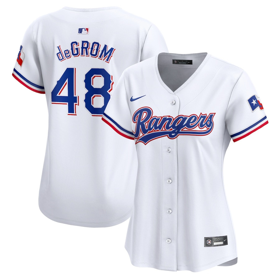 Jacob deGrom 48 Texas Rangers Women Home Limited Player Baseball Jersey - White - JS764 