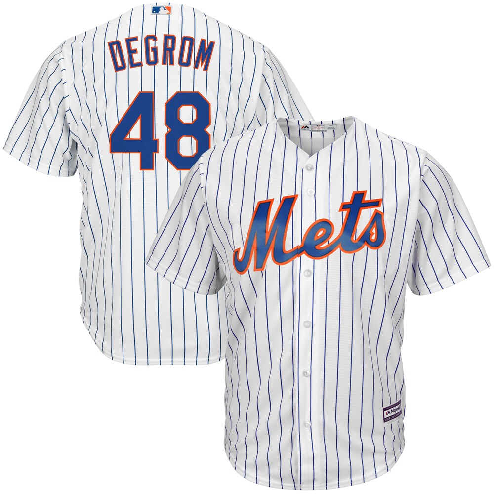 Jacob Degrom New York Mets Majestic Big & Tall Official Cool Base Player Baseball Jersey - White/royal
