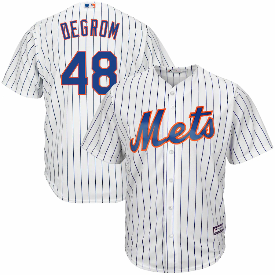 Jacob Degrom New York Mets Majestic Big And Tall Official Cool Base Player Baseball Jersey - White Royal