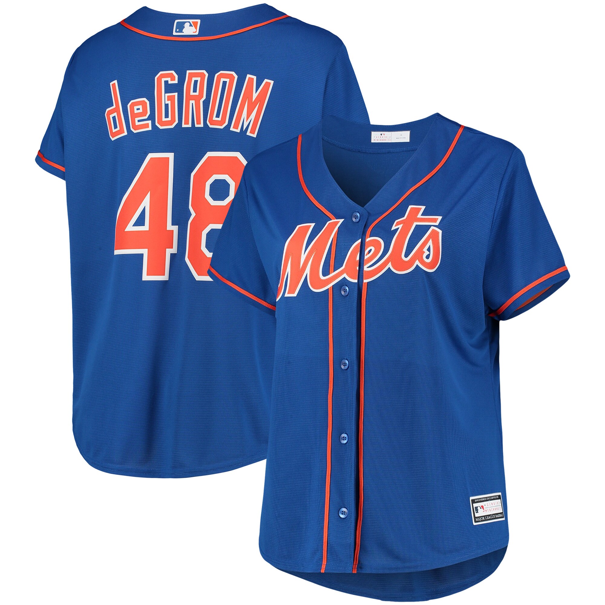 Alternative view of Jacob Degrom New York Mets Women's Plus Size Replica Player Baseball Jersey - Royal