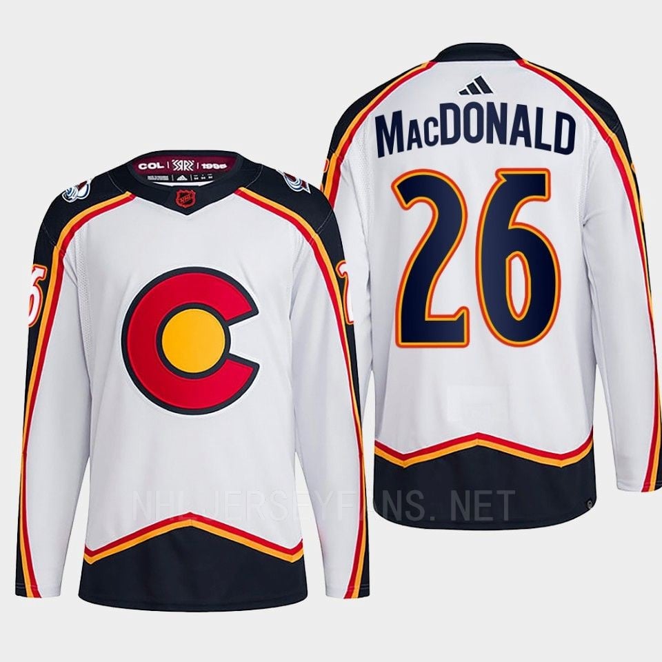 Jacob MacDonald 26 Reverse Retro 2.0 2022 Colorado Avalanche White Hockey Jersey Primegreen - JS374 