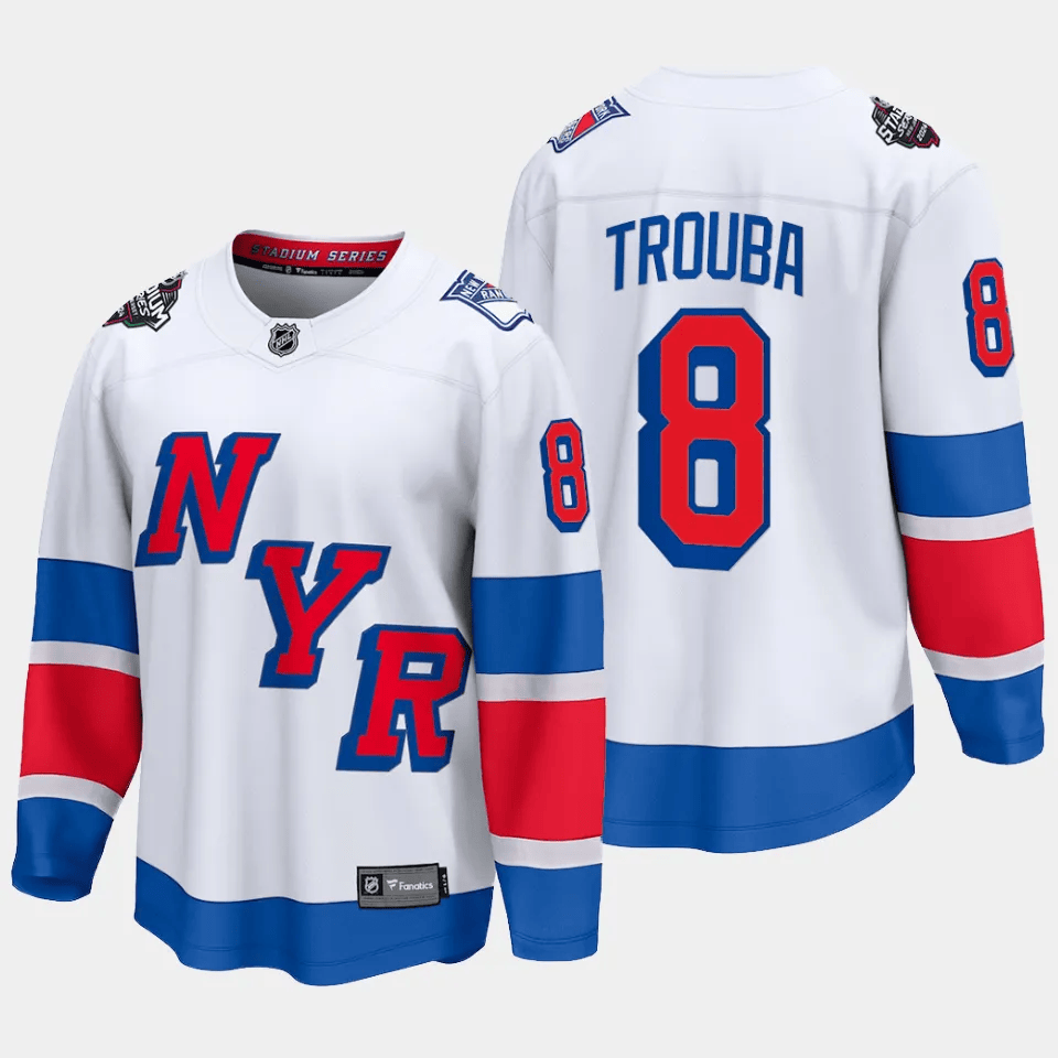 Jacob Trouba 8 New York Rangers 2024 Stadium Series Patch Breakaway Hockey Jersey - Men, White - JS553 