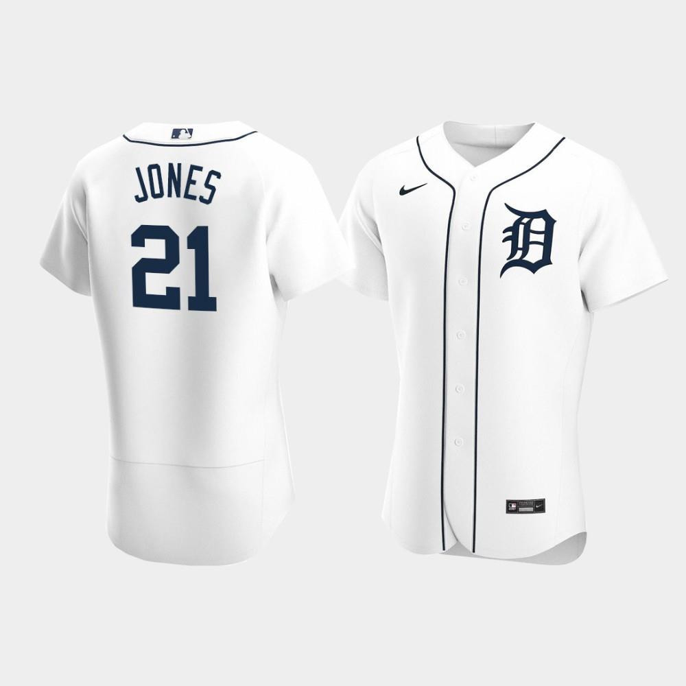 JaCoby Jones 21 Detroit Tigers White Home Baseball Jersey Baseball Jersey