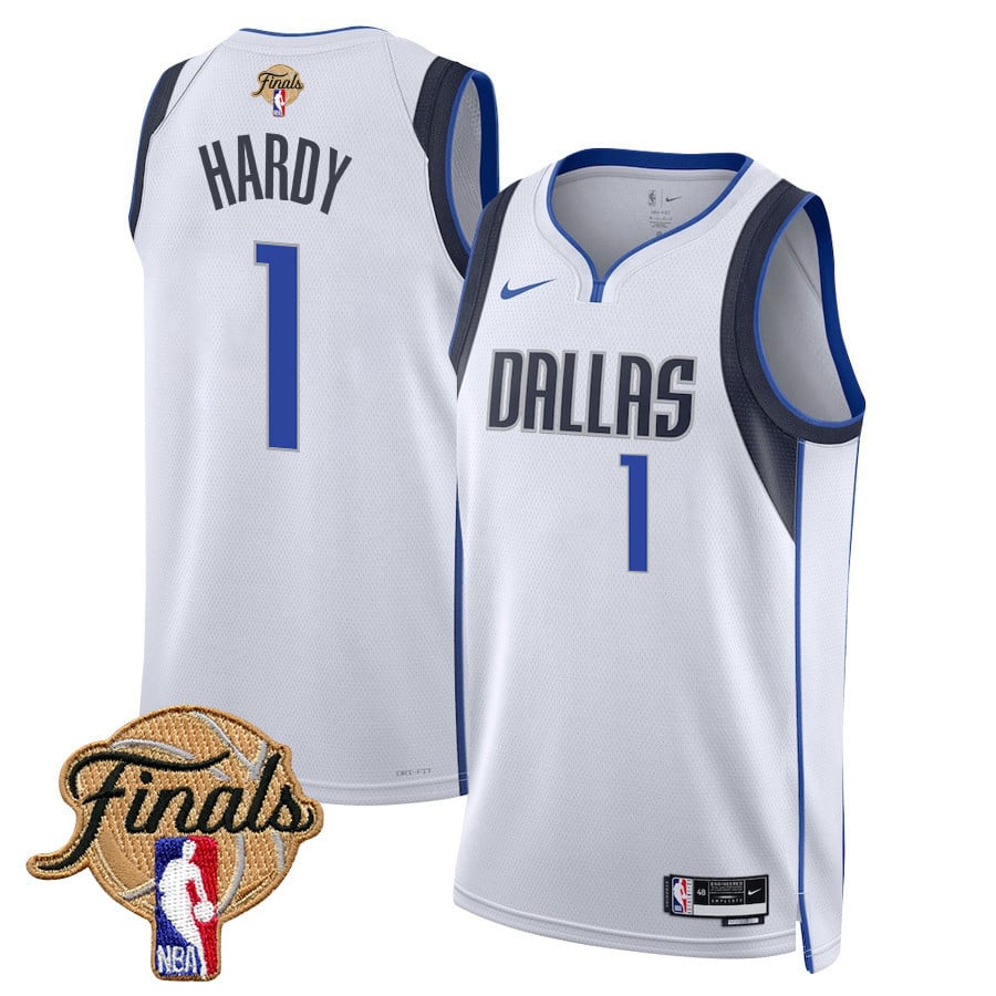 Jaden Hardy 1 Dallas Mavericks 2024 FINALS PATCH Swingman Basketball Jersey - Association Edition - White - JS303 