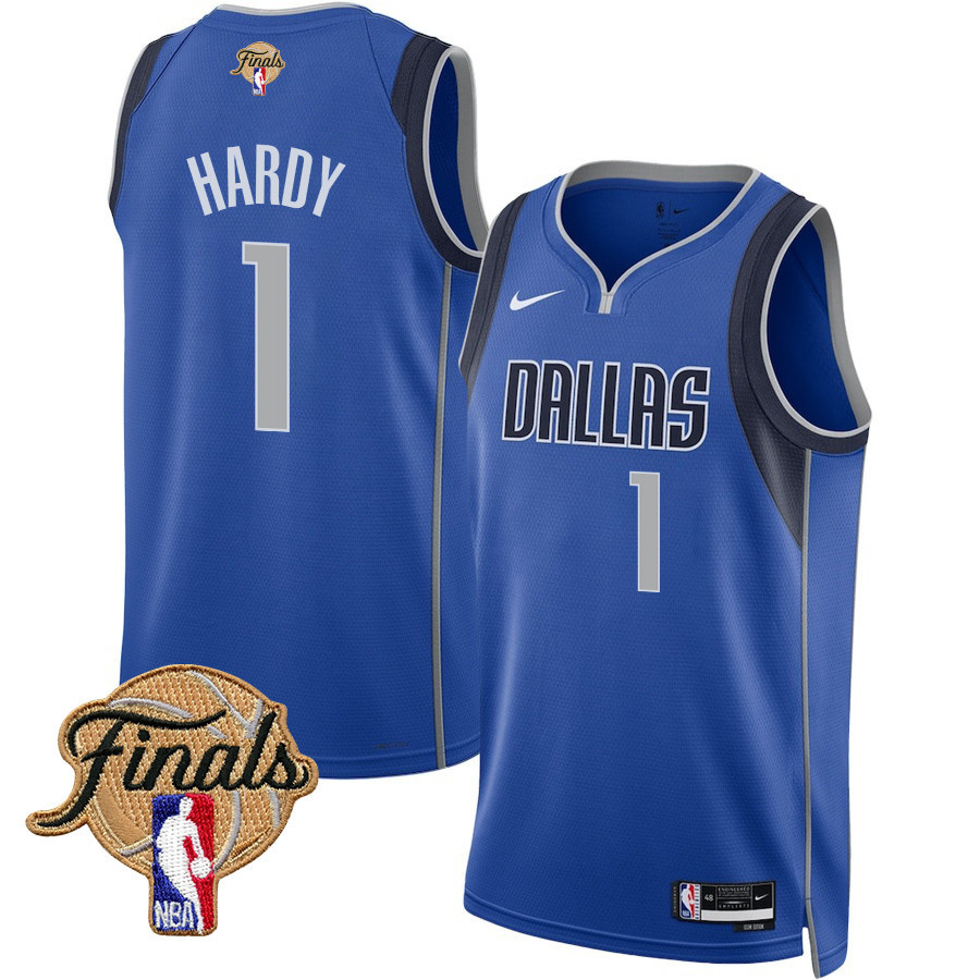 Jaden Hardy 1 Dallas Mavericks 2024 FINALS PATCH Swingman Basketball Jersey - Icon Edition - Blue - JS677 