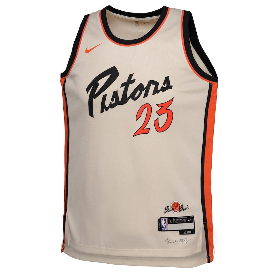 Alternative view of Jaden Ivey 23 Detroit Pistons 2024/25 Swingman Player YOUTH Basketball Jersey - City Edition - Cream - JS583 