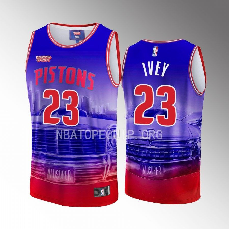 Jaden Ivey 23 Detroit Pistons NBA & KidSuper Studios Unisex Hometown Basketball Jersey - JS175 