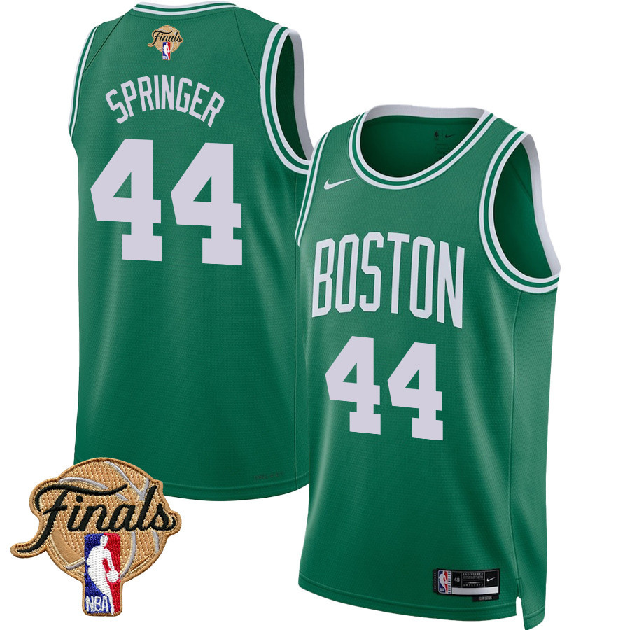 Jaden Springer 44 Boston Celtics 2024 FINALS PATCH Icon Edition Basketball Jersey - Kelly Green - JS317