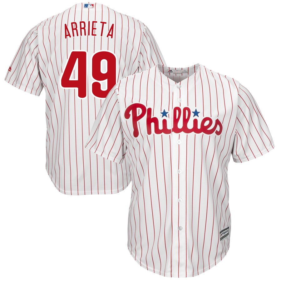Jake Arrieta Philadelphia Phillies Majestic Official Cool Base Player Baseball Jersey – White