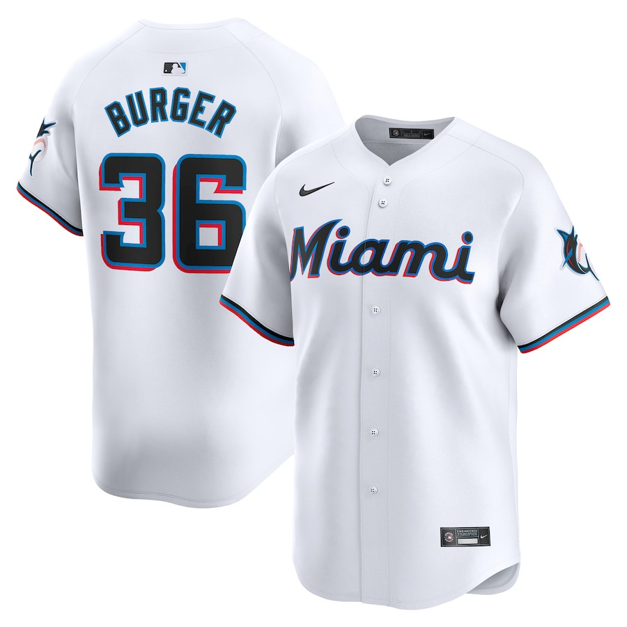 Jake Burger 36 Miami Marlins Home Limited Player Men Baseball Jersey - White 