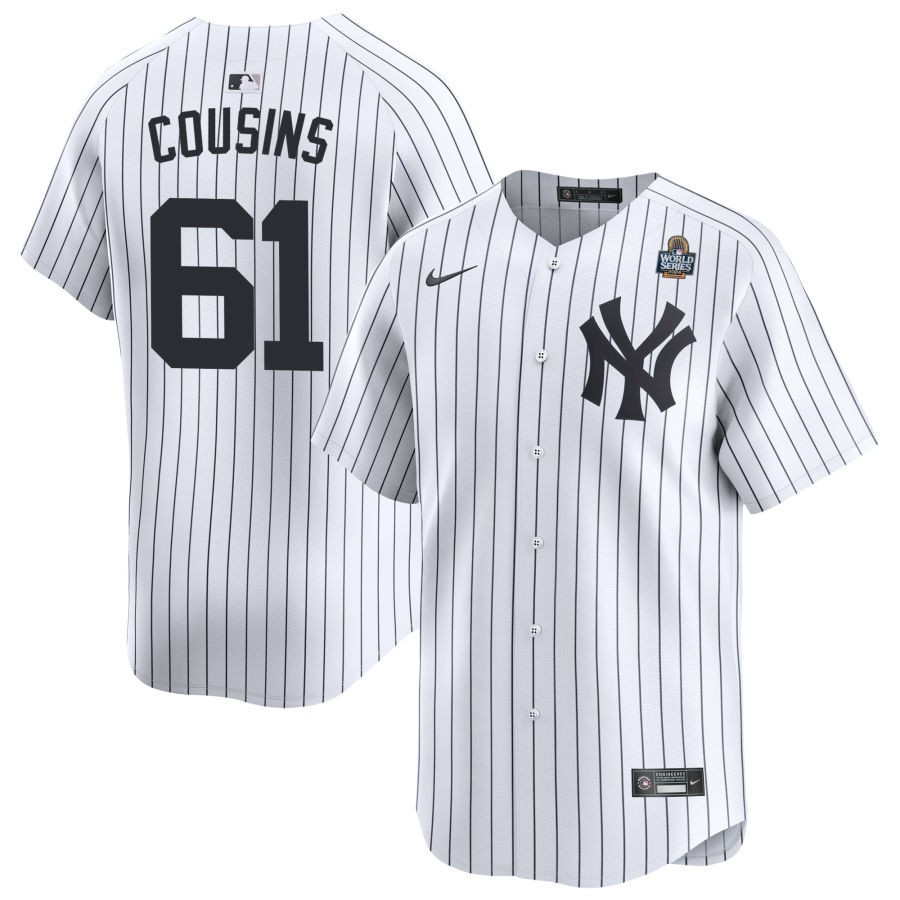 Jake Cousins 61 New York Yankees 2024 World Series Home Limited Player Men Baseball Jersey - White 