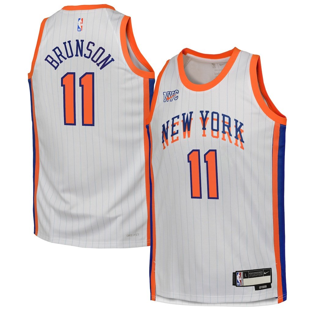 Jalen Brunson 11 New York Knicks 2024/25 Swingman Player YOUTH Basketball Jersey - City Edition - White - JS219 