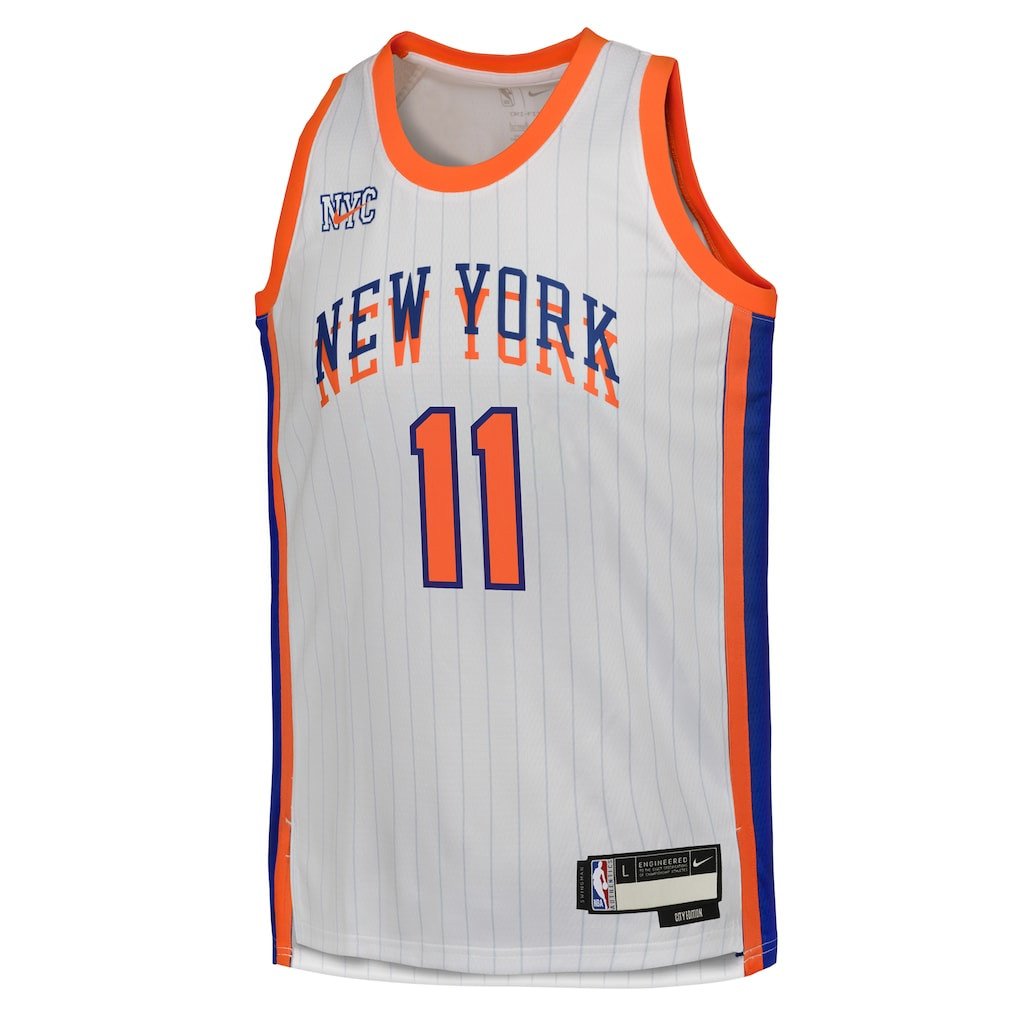 Alternative view of Jalen Brunson 11 New York Knicks 2024/25 Swingman Player YOUTH Basketball Jersey - City Edition - White - JS219 