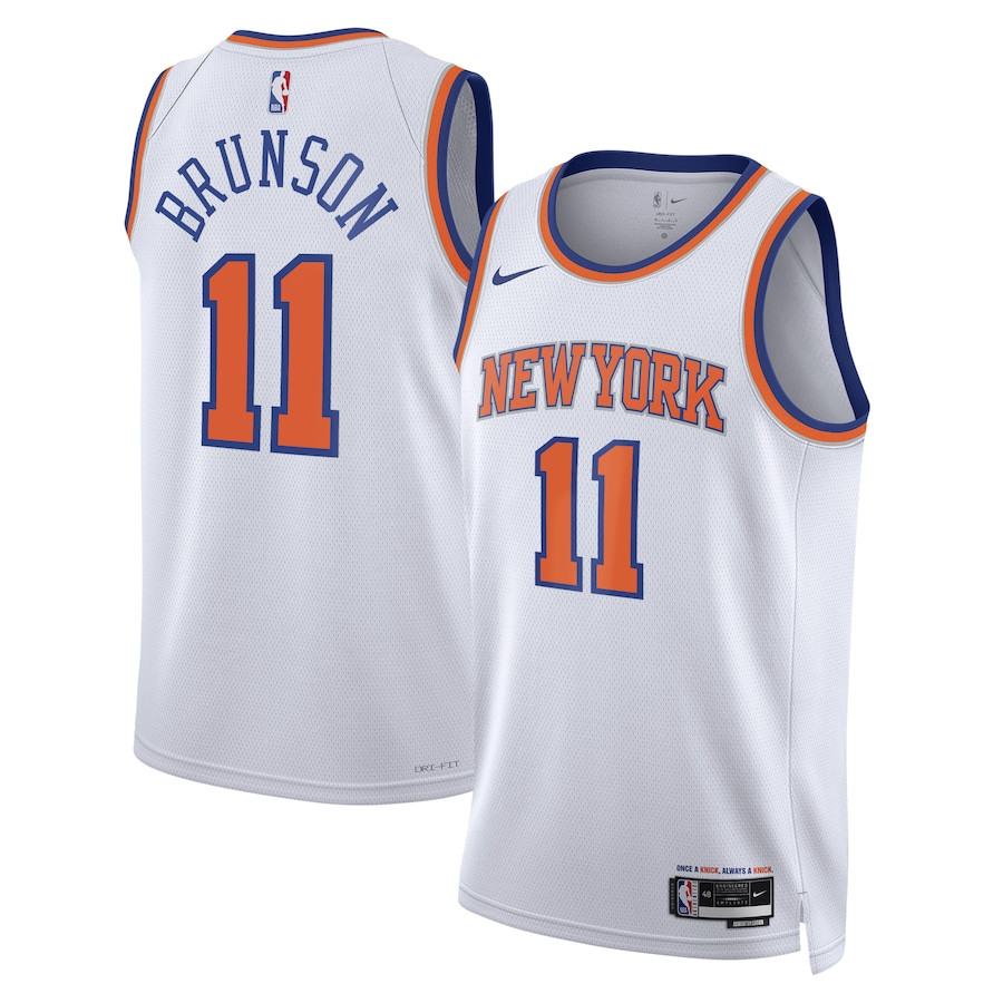 Jalen Brunson 11 New York Knicks Unisex Swingman Basketball Jersey - Association Edition - White - JS237 