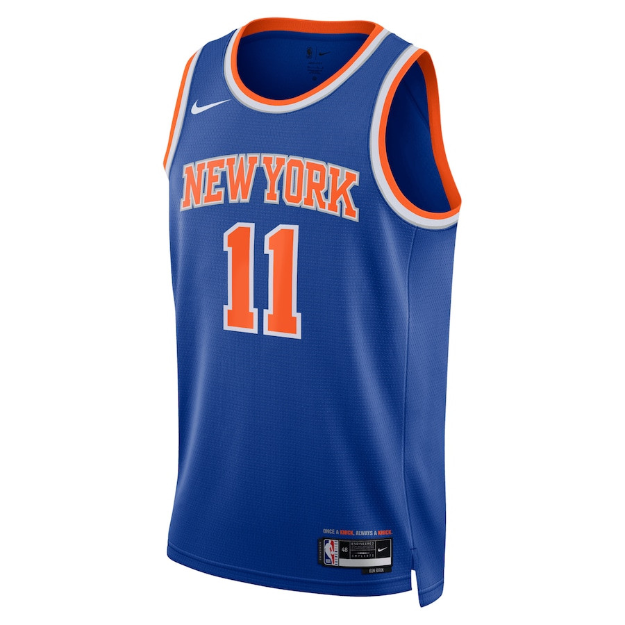 Alternative view of Jalen Brunson 11 New York Knicks Unisex Swingman Basketball Jersey - Icon Edition - Blue - JS749 
