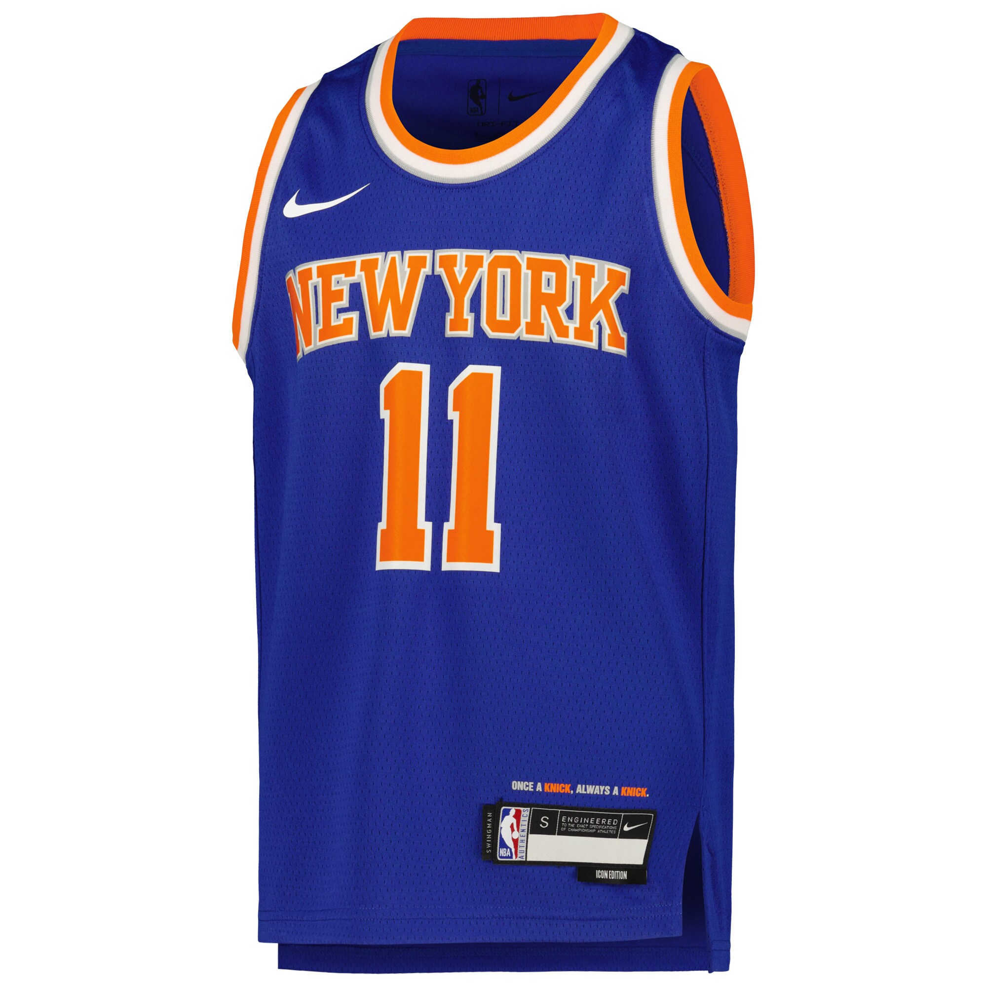Alternative view of Jalen Brunson New York Knicks Youth Swingman Basketball Jersey - Icon Edition - Blue