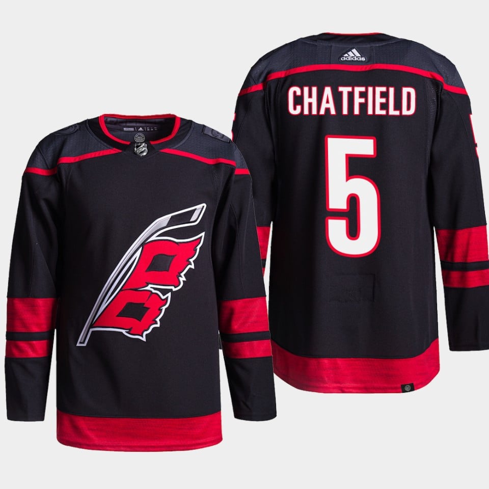 Jalen Chatfield 5 Carolina Hurricanes Black Hockey Jersey Primegreen Alternate - JS634 