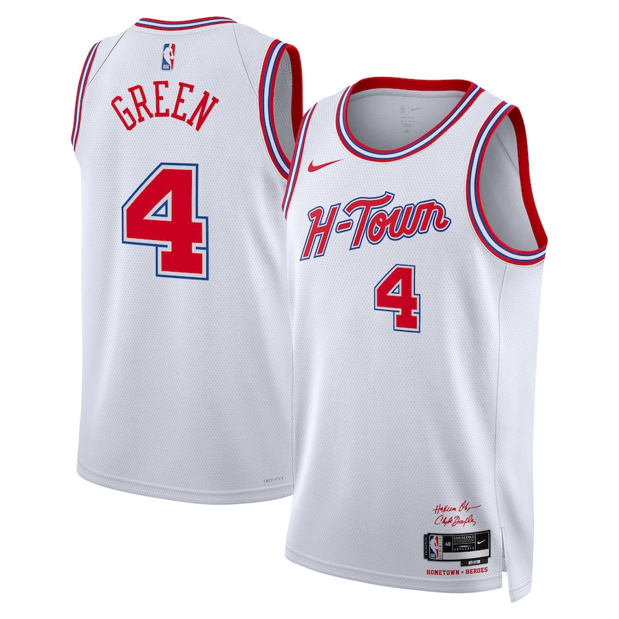 Jalen Green 4 Houston Rockets 2023/24 City Edition Swingman Basketball Jersey - White - JS179 
