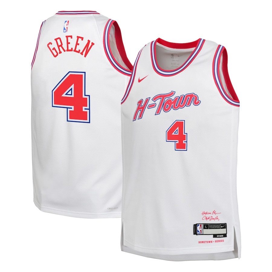 Jalen Green 4 Houston Rockets 2023/24 City Edition Swingman YOUTH Basketball Jersey - White - JS489 