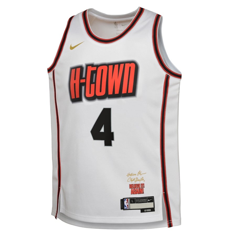 Alternative view of Jalen Green 4 Houston Rockets 2024/25 Swingman Player YOUTH Basketball Jersey - City Edition - White - JS433 