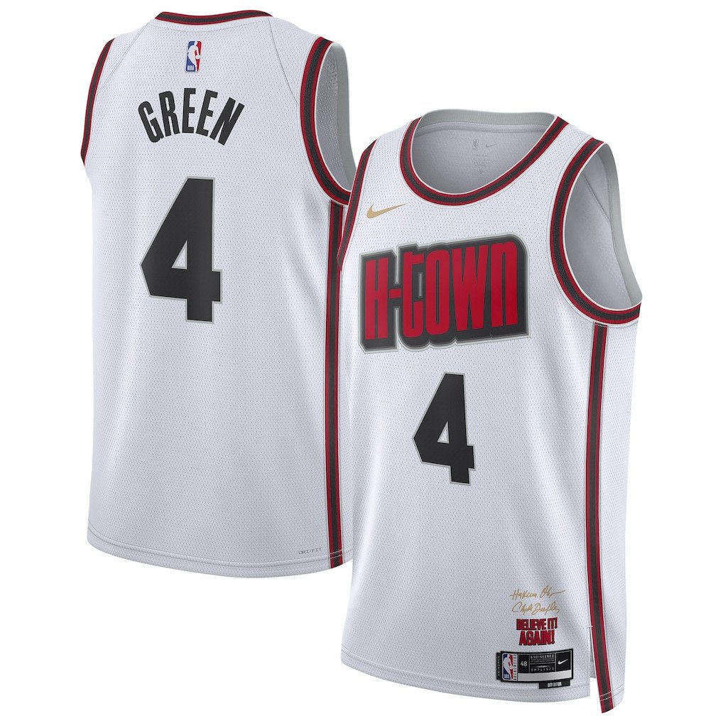 Jalen Green 4 Houston Rockets Unisex 2024/25 Swingman Player Basketball Jersey - City Edition - White - JS787 
