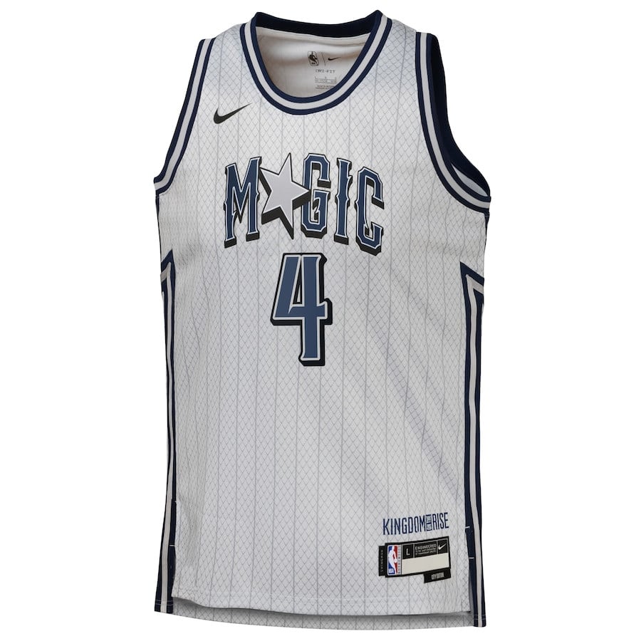 Alternative view of Jalen Suggs 4 Orlando Magic 2024/25 Swingman Player YOUTH Basketball Jersey - City Edition - Silver - JS885 