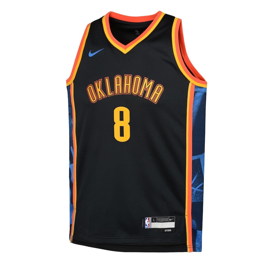 Alternative view of Jalen Williams 8 Oklahoma City Thunder 2024/25 Swingman Player YOUTH Basketball Jersey - City Edition - Black - JS536 