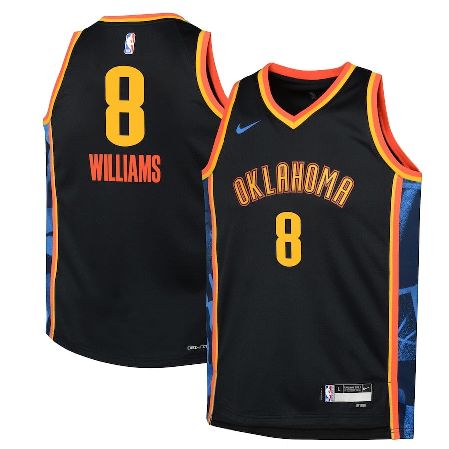 Jalen Williams 8 Oklahoma City Thunder 2024/25 Swingman Player YOUTH Basketball Jersey - City Edition - Black - JS536 