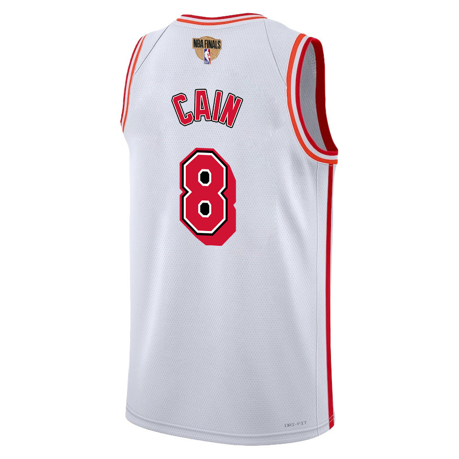 Alternative view of Jamal Cain 8 Miami Heat Final Champions 2023 Swingman Basketball Jersey - Classic Edition - White - JS710 