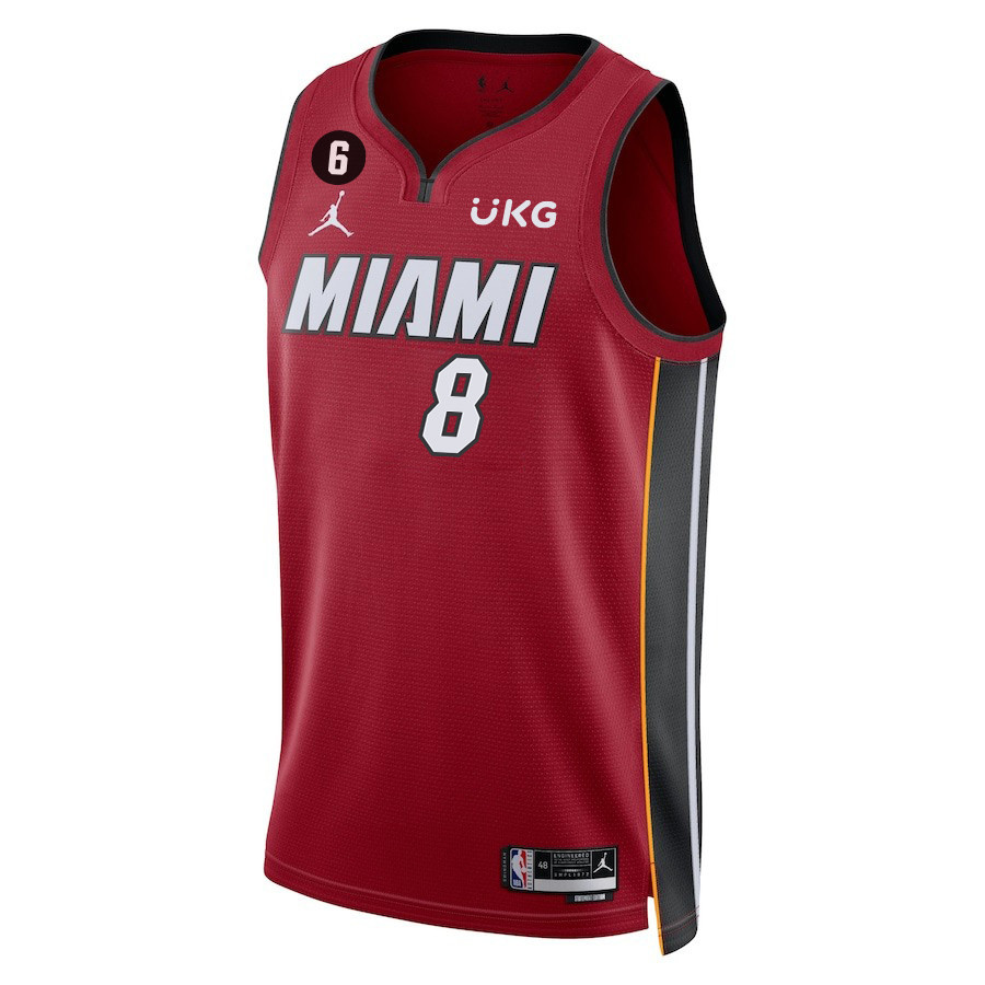 Alternative view of Jamal Cain 8 Miami Heat Final Champions 2023 Swingman Basketball Jersey - Red - JS474 