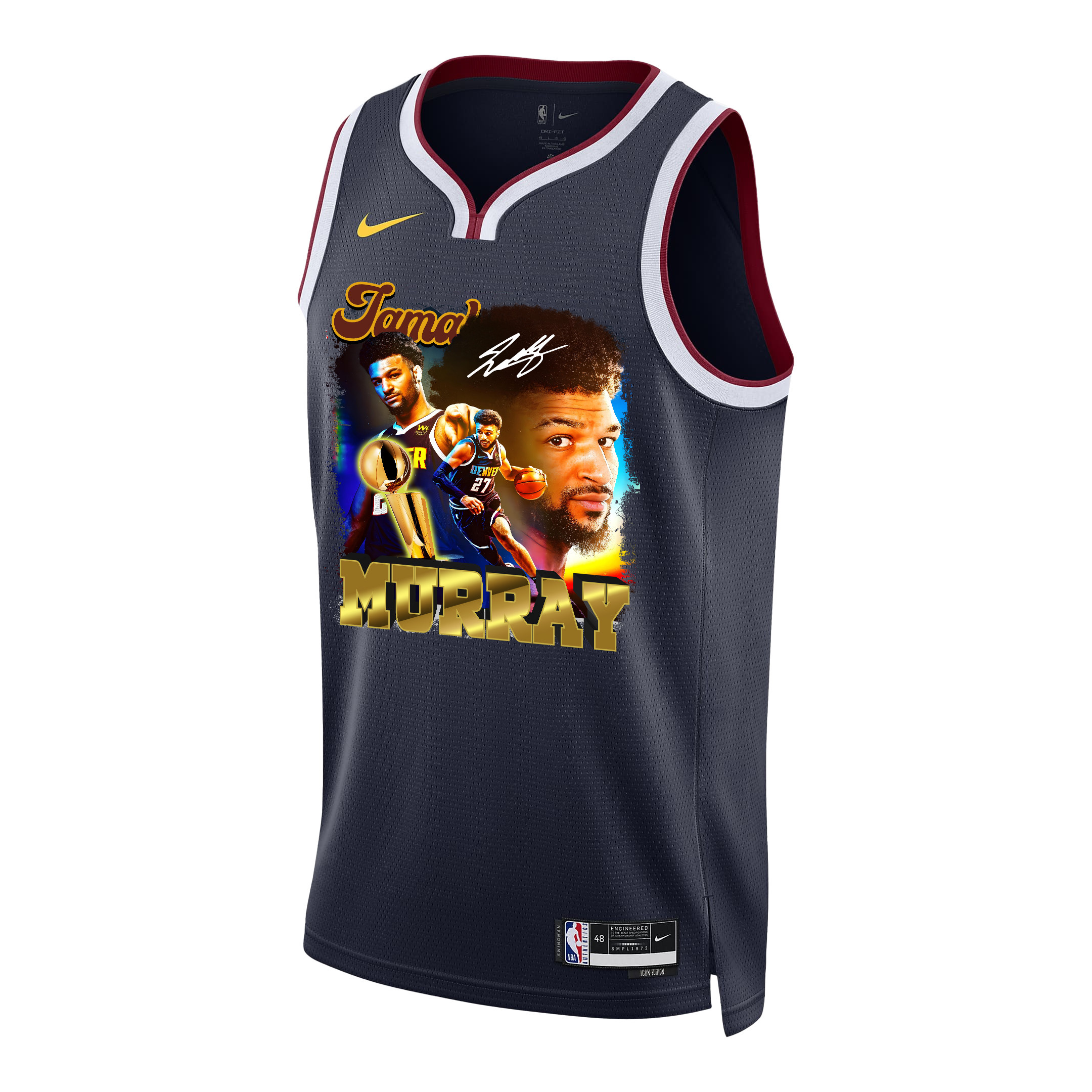 Alternative view of Jamal Murray 27 Denver Nuggets Exciting Guard 2023 NBA Champions Swingman Basketball Jersey - Black - JS937 