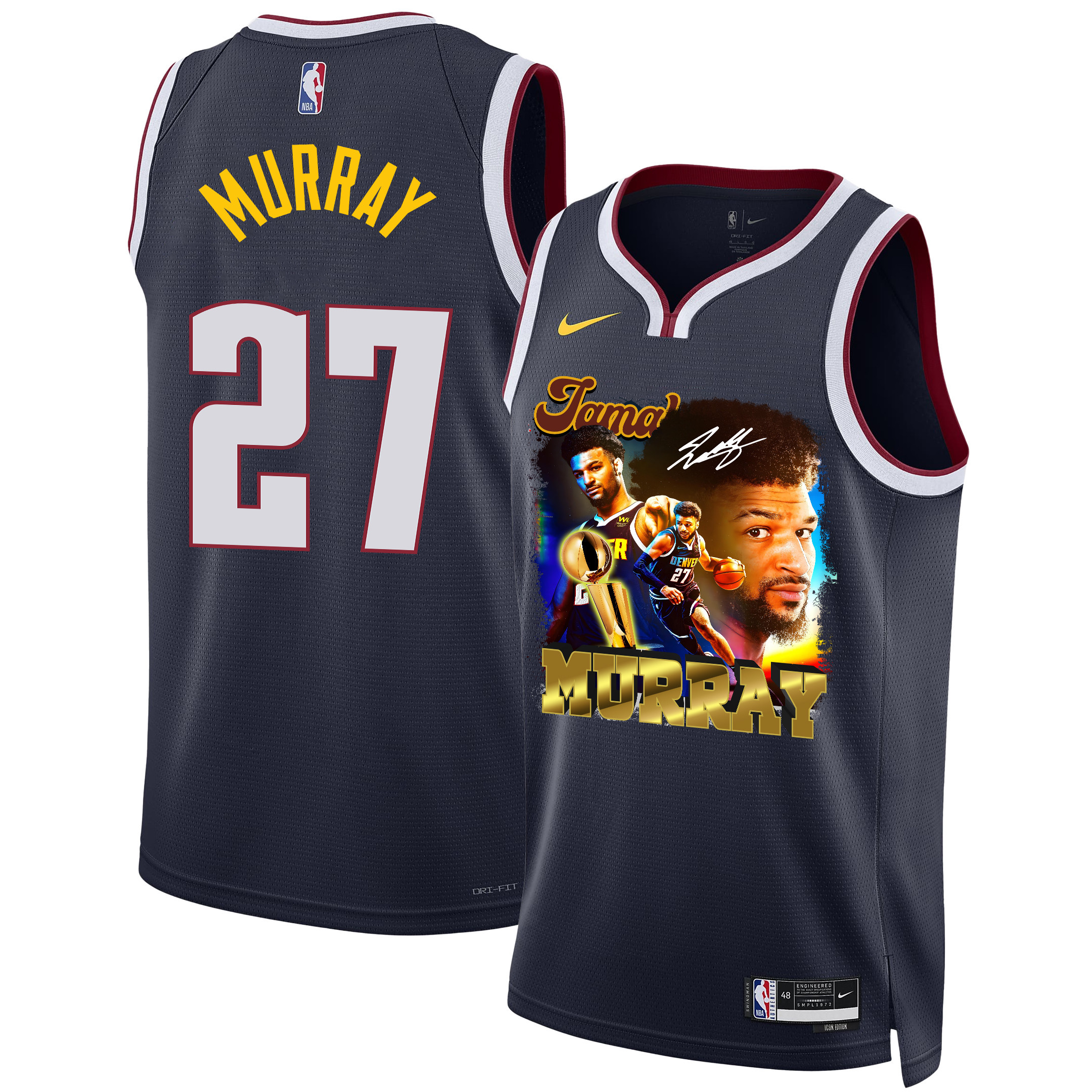Jamal Murray 27 Denver Nuggets Exciting Guard 2023 NBA Champions Swingman Basketball Jersey - Black - JS937 
