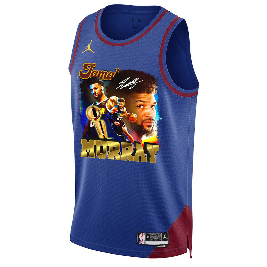 Alternative view of Jamal Murray 27 Denver Nuggets Exciting Guard 2023 NBA Champions Swingman Basketball Jersey - Blue - JS426 