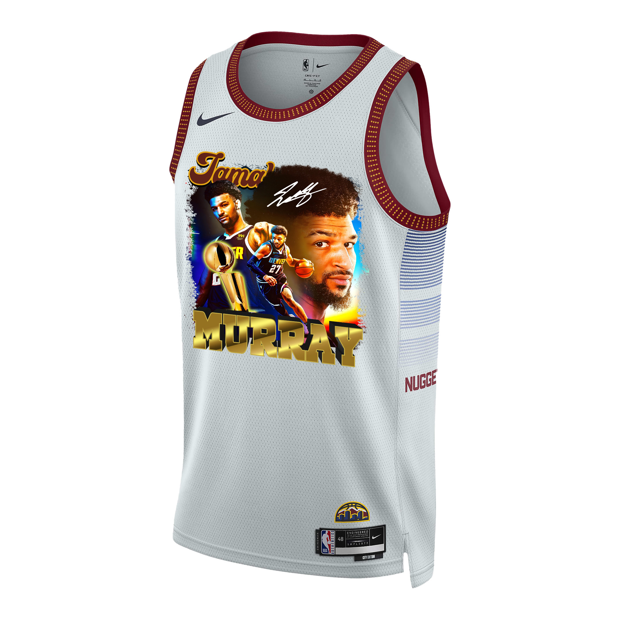 Alternative view of Jamal Murray 27 Denver Nuggets Exciting Guard 2023 NBA Champions Swingman Basketball Jersey - White - JS837 