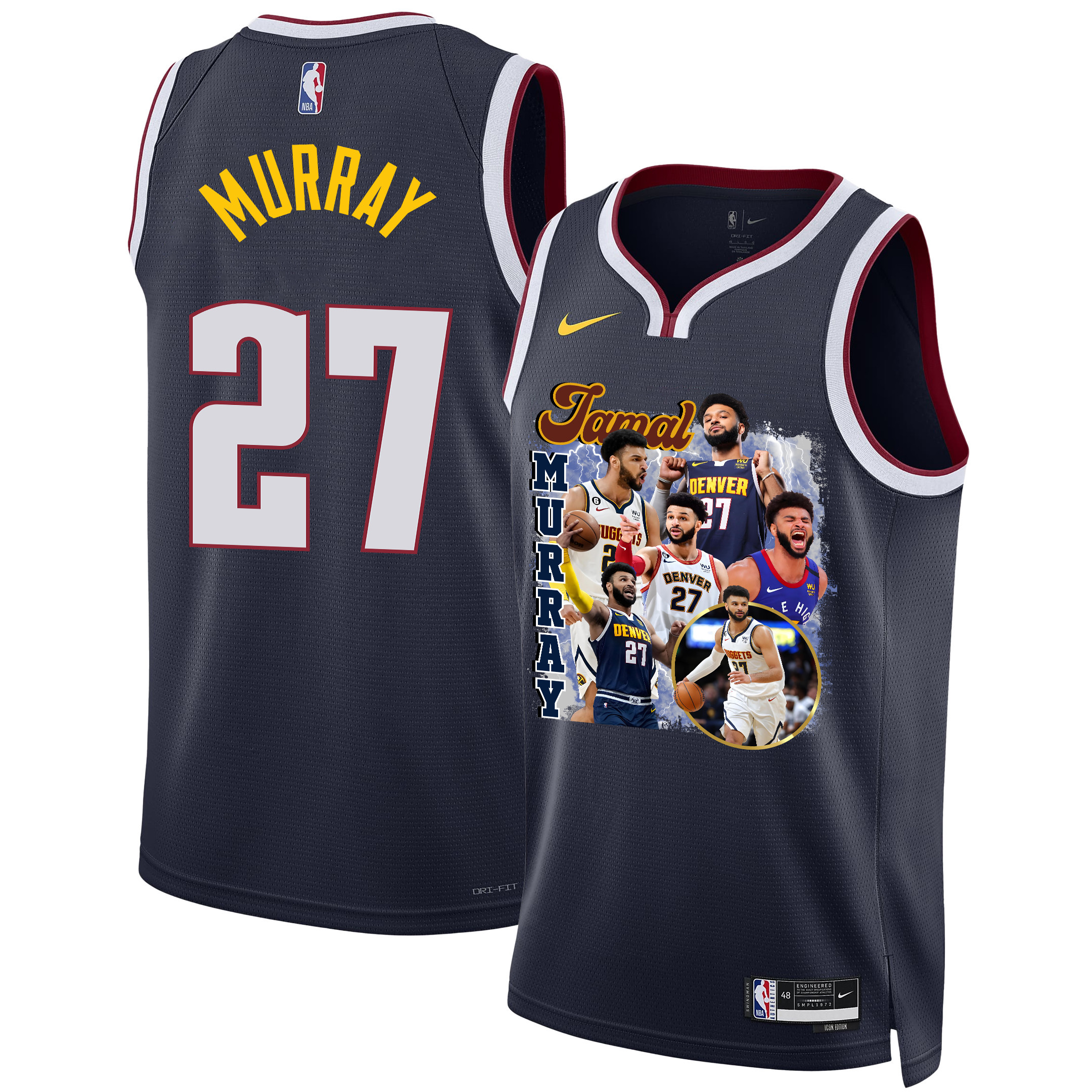 Jamal Murray 27 Denver Nuggets Playmaking Maestro 2023 NBA Champions Swingman Basketball Jersey - Black - JS291 