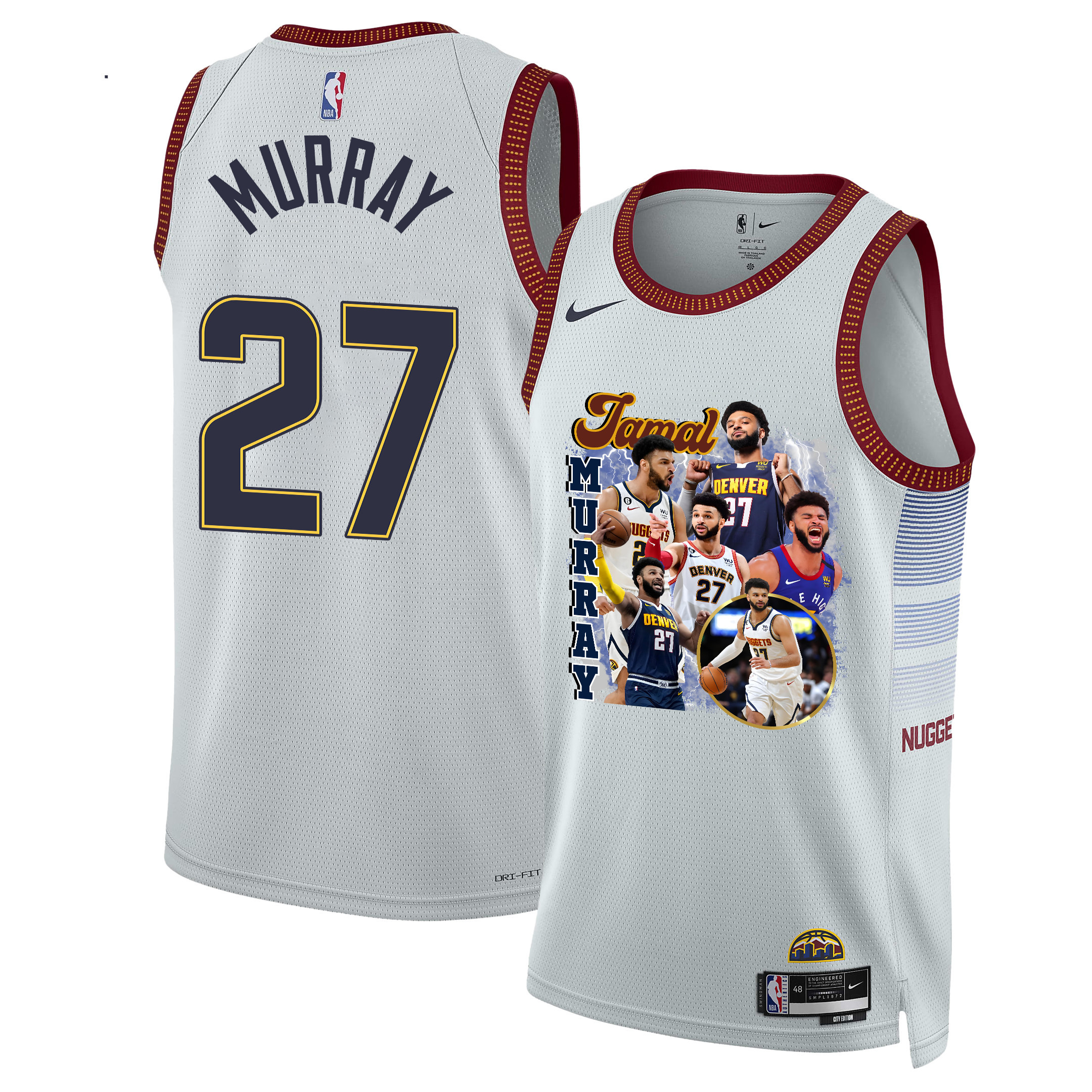 Jamal Murray 27 Denver Nuggets Playmaking Maestro 2023 NBA Champions Swingman Basketball Jersey - White - JS750 