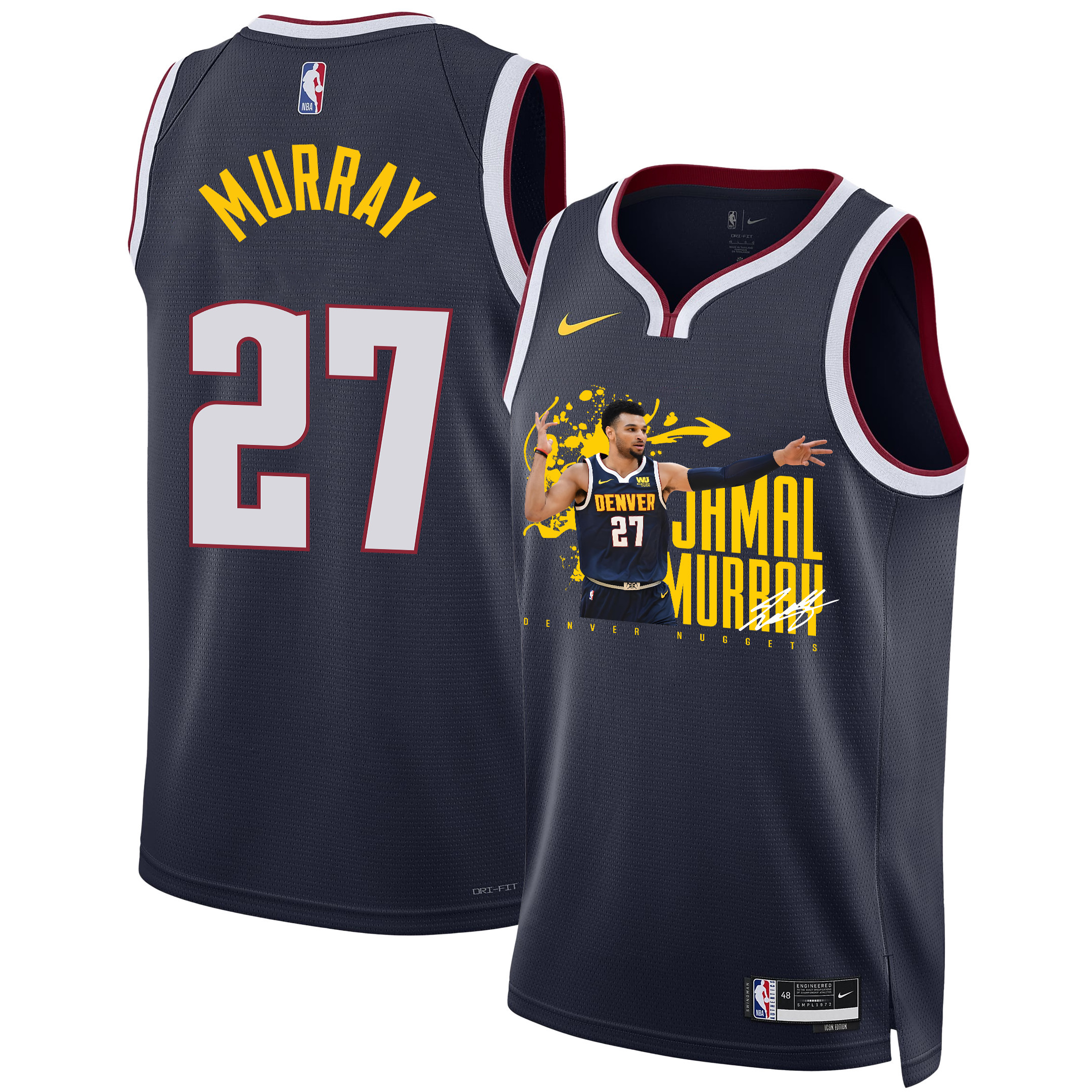 Jamal Murray 27 Denver Nuggets Rising Star 2023 NBA Champions Swingman Basketball Jersey - Black - JS908 