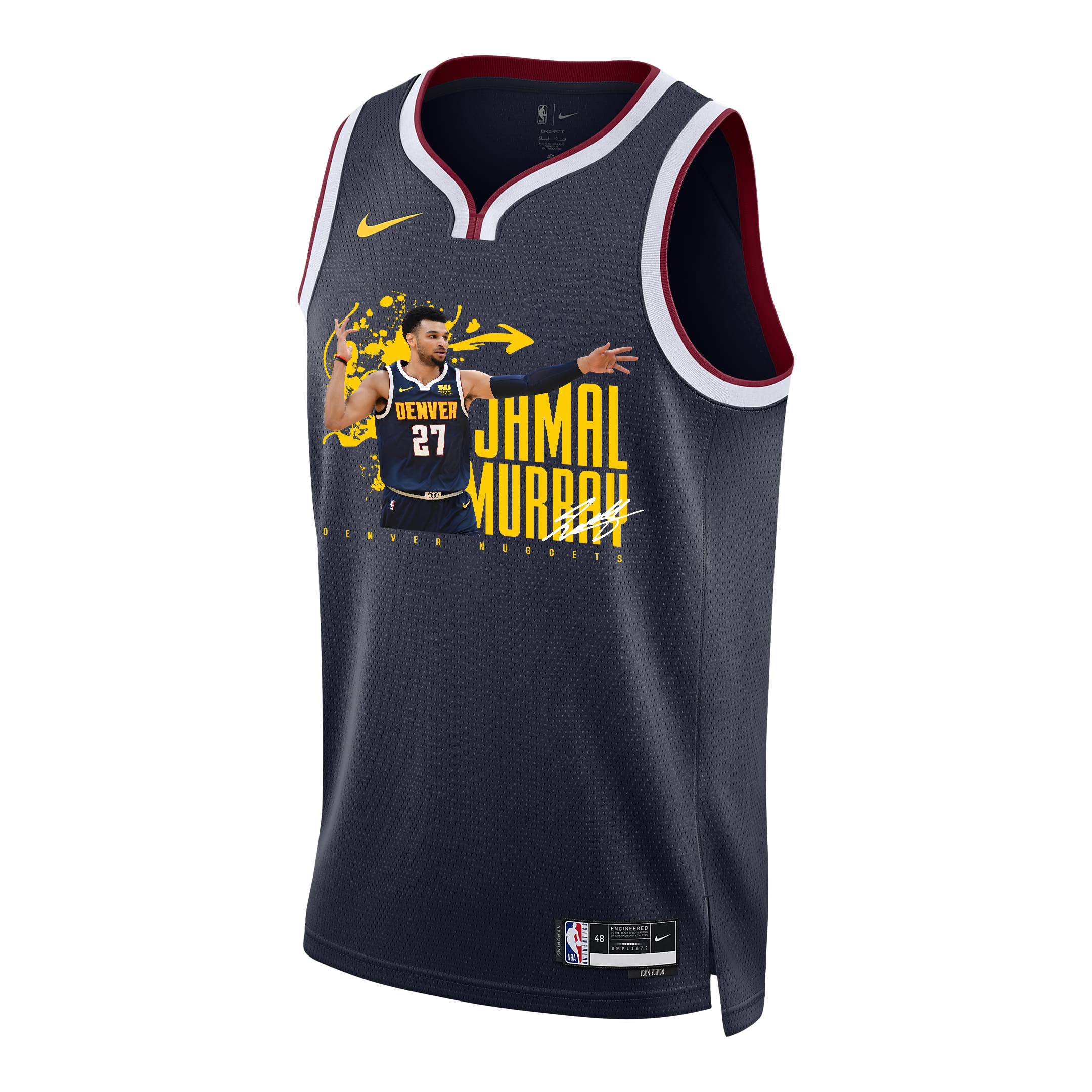 Alternative view of Jamal Murray 27 Denver Nuggets Rising Star 2023 NBA Champions Swingman Basketball Jersey - Black - JS908 