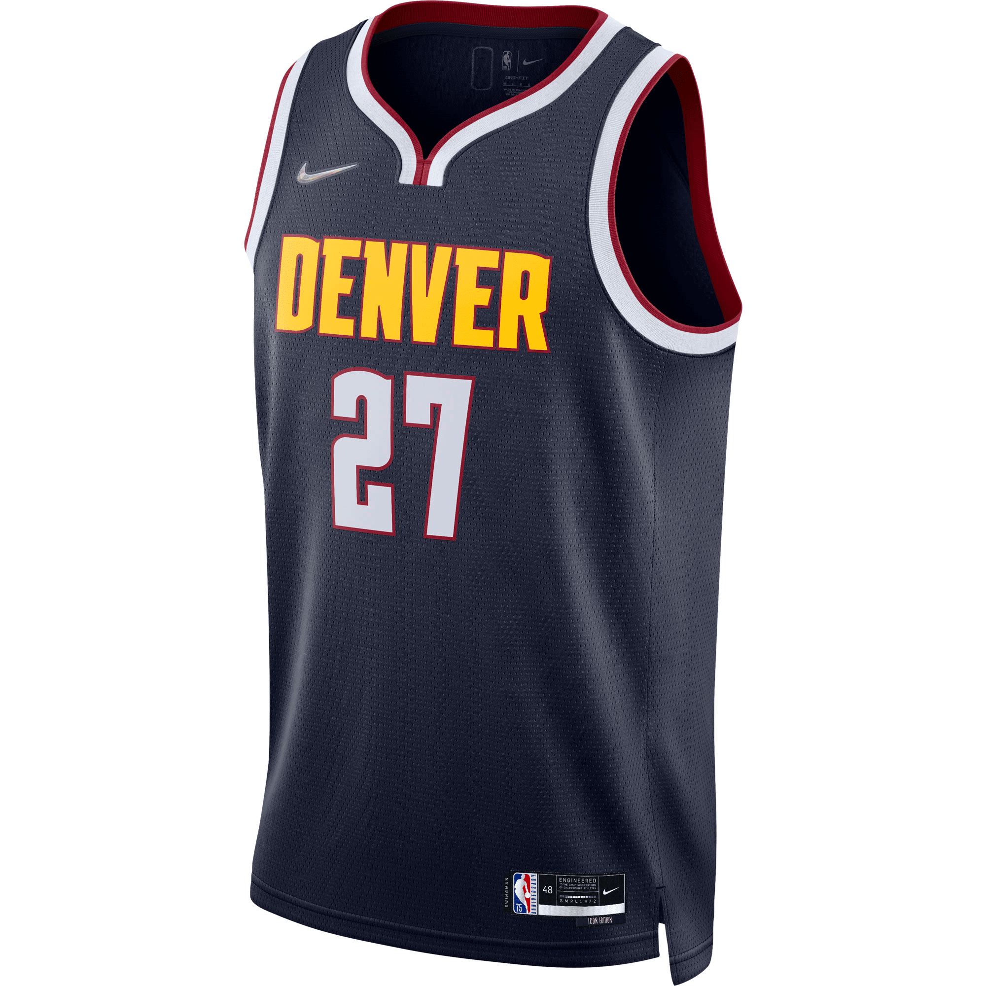 Alternative view of Jamal Murray Denver Nuggets Diamond Swingman Basketball Jersey - Icon Edition - Navy Basketball Jersey - JS698 