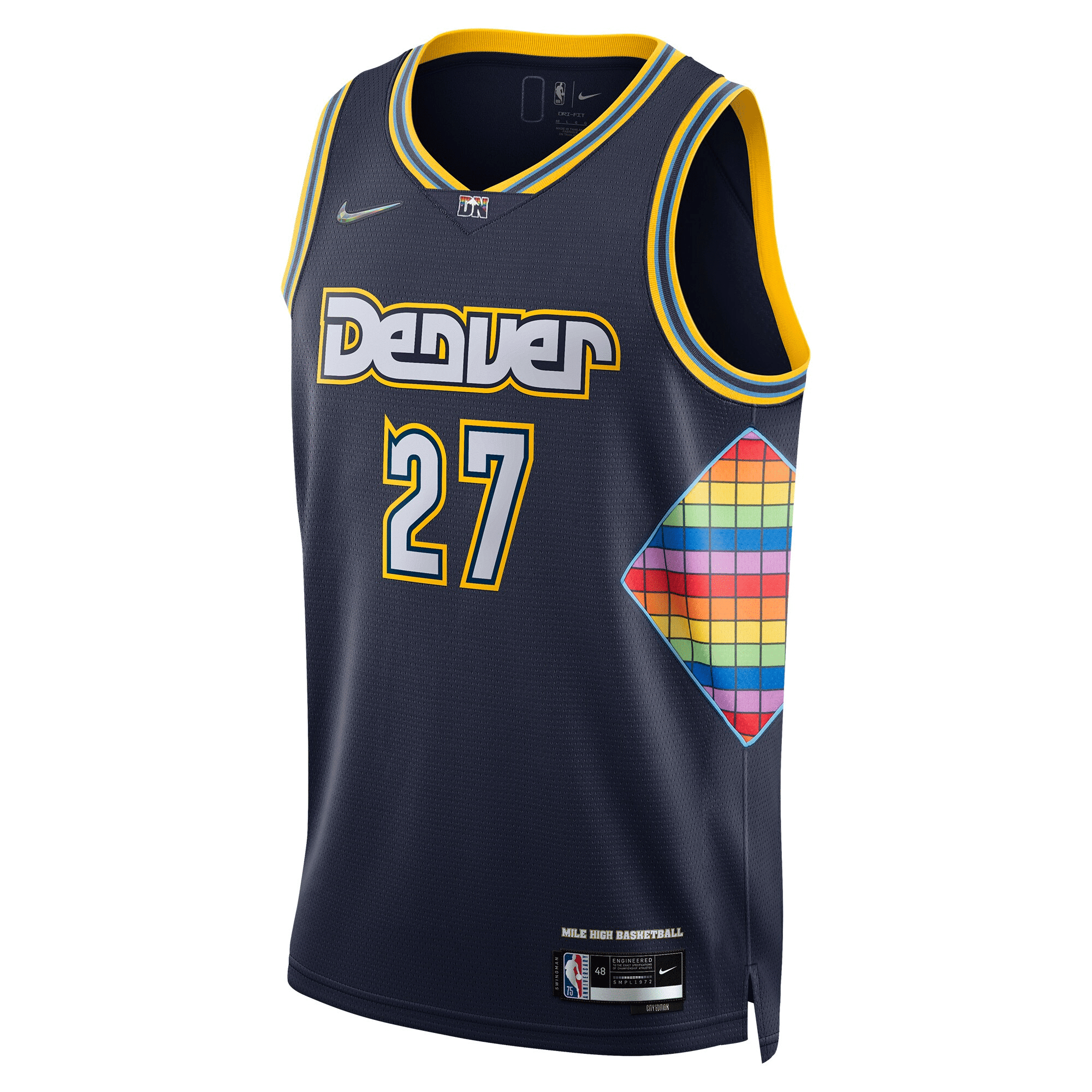 Alternative view of Jamal Murray Denver Nuggets Swingman Basketball Jersey - City Edition - Navy Basketball Jersey - JS592 