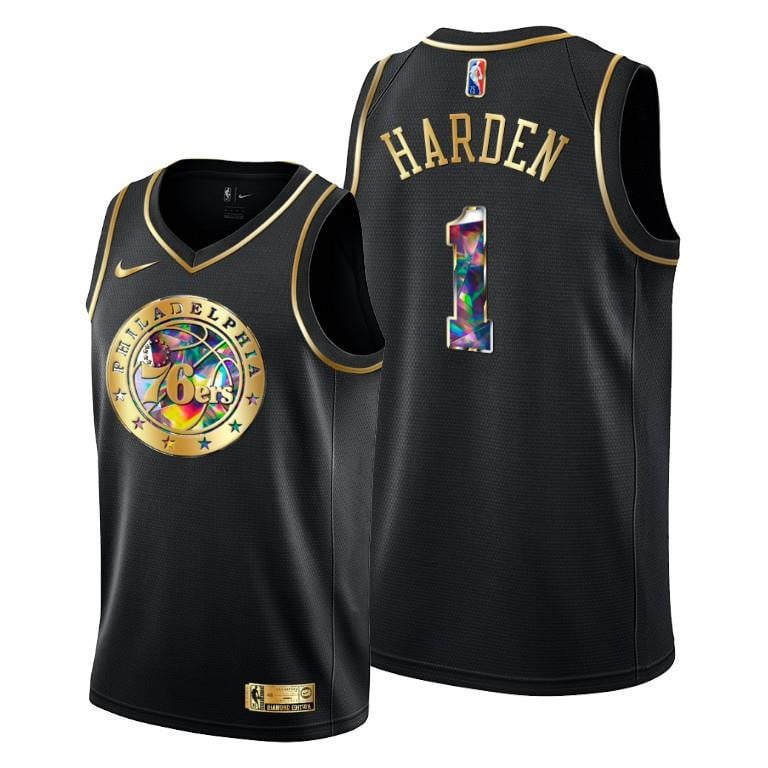 James Harden 1 Philadelphia 76ers Diamond Logo Black Basketball Jersey - Men Basketball Jersey - JS770 