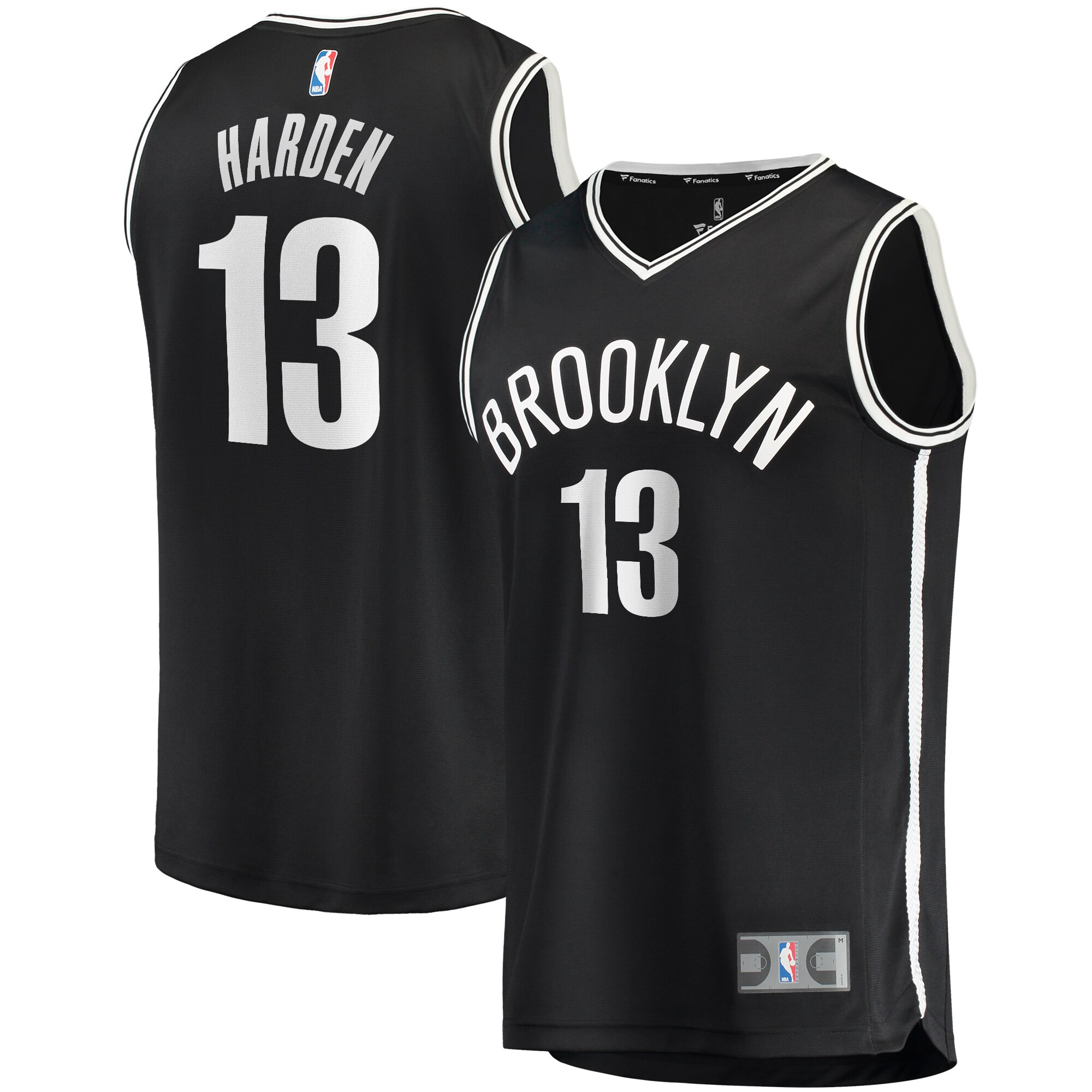 Alternative view of James Harden Brooklyn Nets Fanatics Branded Youth 2020/21 Fast Break Replica Jersey Black - Icon Edition