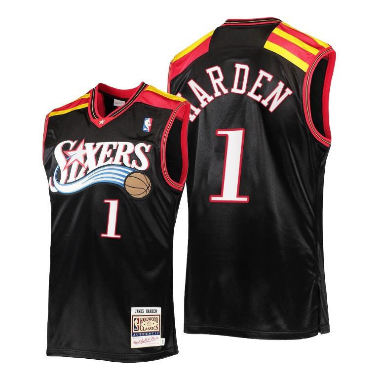 James Harden Philadelphia 76ers 1 Black Hardwood Classics Basketball Jersey - Men Basketball Jersey - JS830 