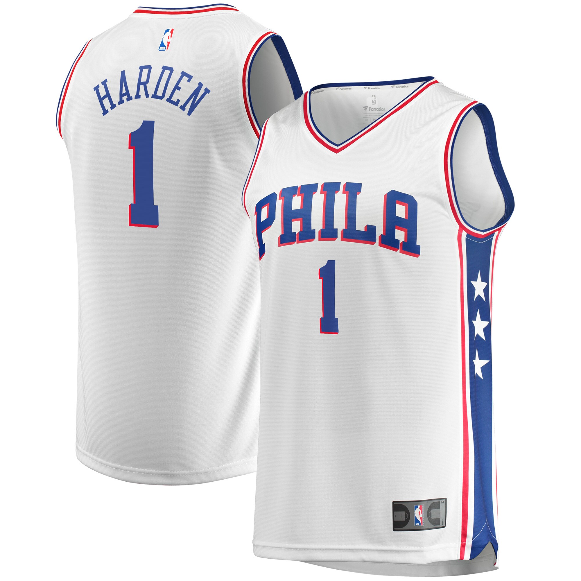 Alternative view of James Harden Philadelphia 76ers Fanatics Branded Fast Break Replica Basketball Jersey - Association Edition - White