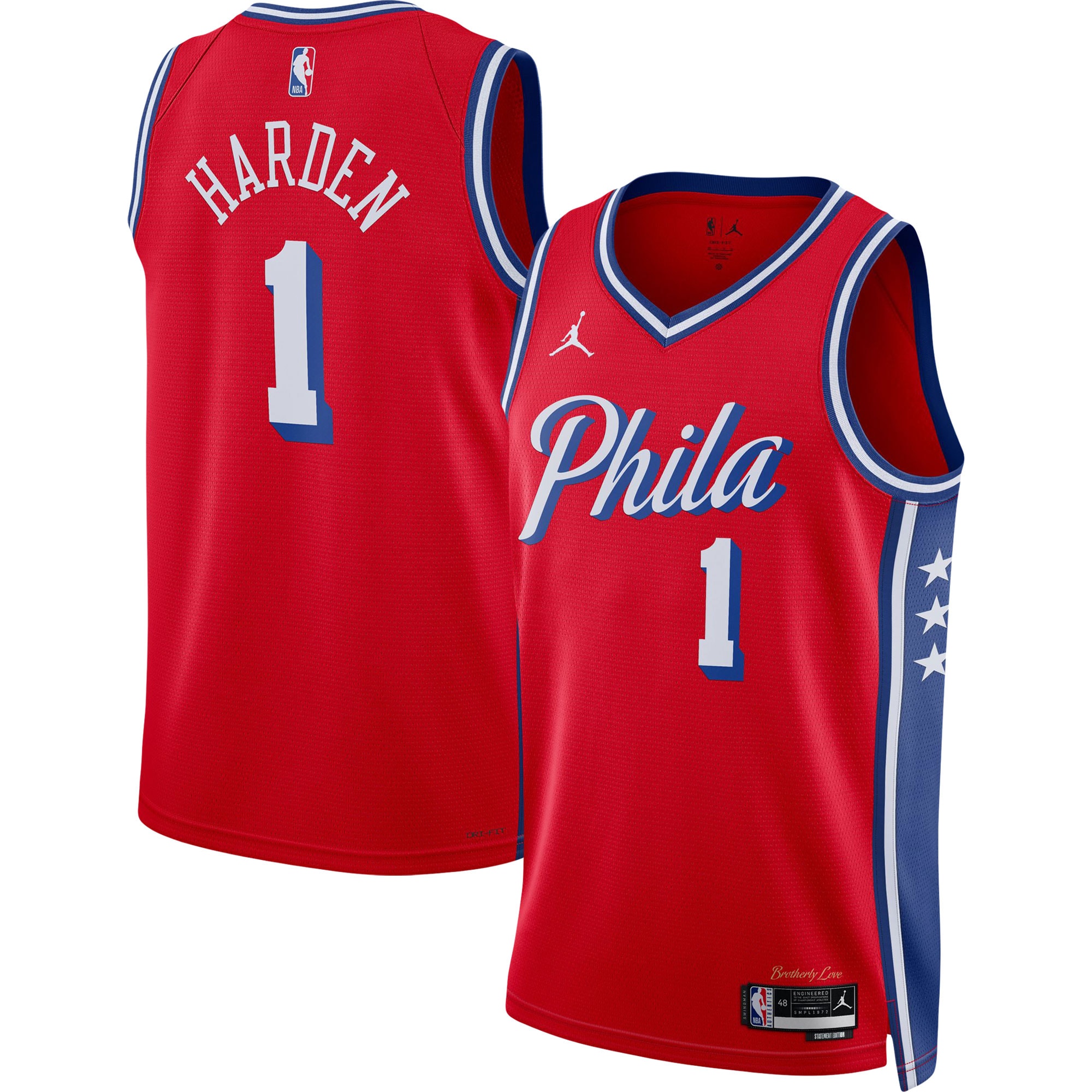 James Harden Philadelphia 76ers Jordan Brand Unisex Swingman Basketball Jersey - Statement Edition - Red